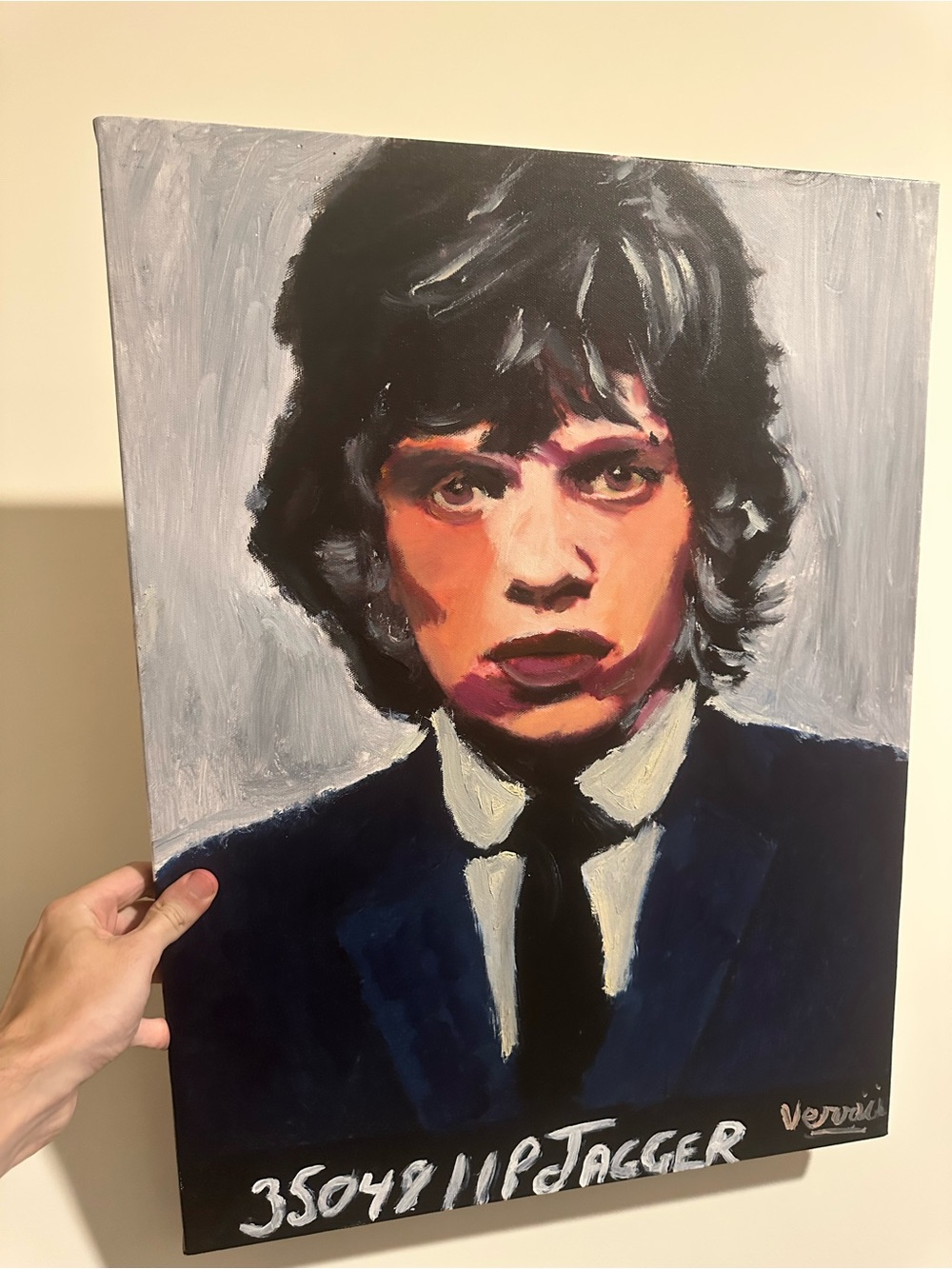 Mick Jagger Mugshot painting Hand-Painted Portrait Art 24x18